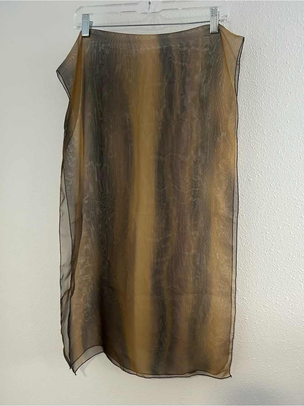 Sheer Striped Olive Brown Scarf Wrap